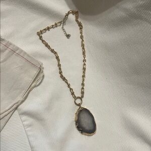 Erin McDermott Gold Necklace with Gray Stone
